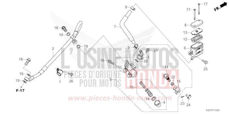 MAÎTRE-CYLINDRE DE FREIN ARRIÈRE de MSX GROM A MAT GUNPOWDER BLACK METALLIC (NH436) 2021